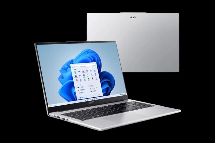Srebrny laptop Acer Aspire Lite 15 z procesorem Ryzen 5 7430U